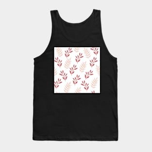 Red Beige Twigs Pattern Tank Top